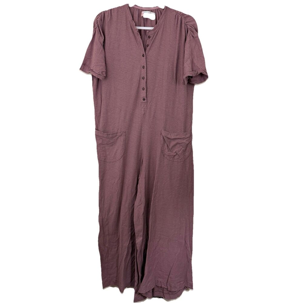 FP Beach Free People My Go To Jumpsuit Sz Extra Small Wide Leg Mauve Pink